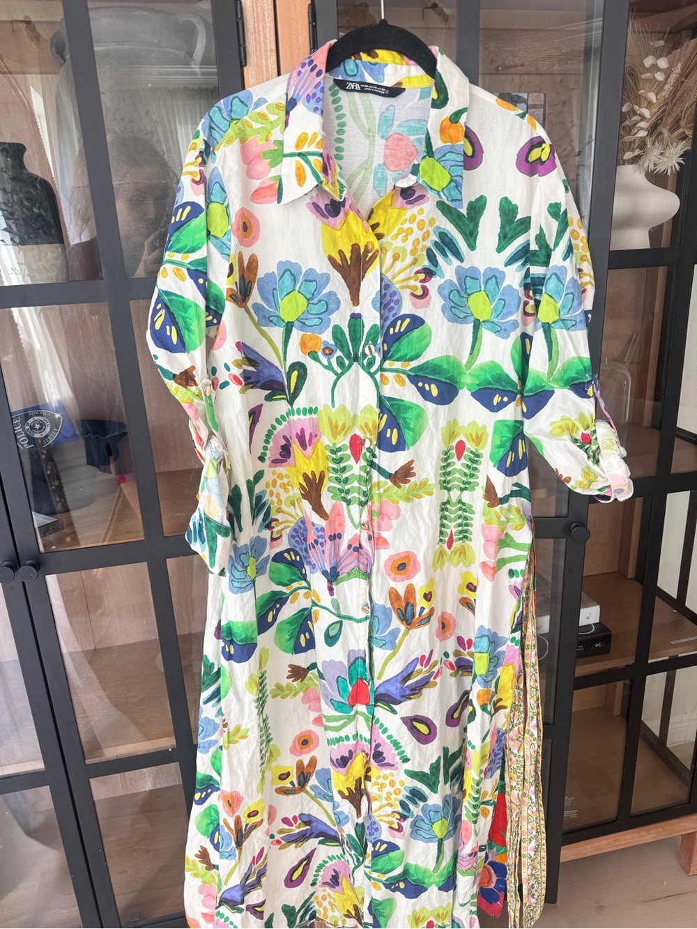 Zara floral poplin shirt maxi dress midi long sleeve colorful SS24 blogger fav - Picture 8 of 16